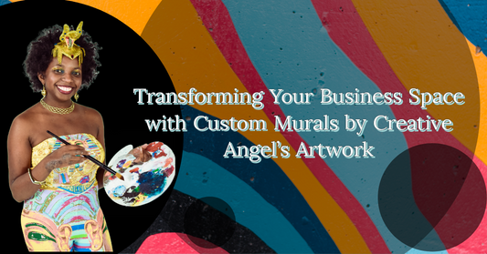 Painter, Brianna Bennett holding paint brush and paint palette. Creative Angel's Artwork