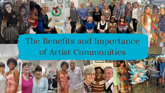 Networking, Collaboration, Exhibitions, Inspiration, Feedback, Support, Motivation, Learning opportunities, Techniques, Mediums, Styles, Exposure, Potential buyers, Collectors, Fans