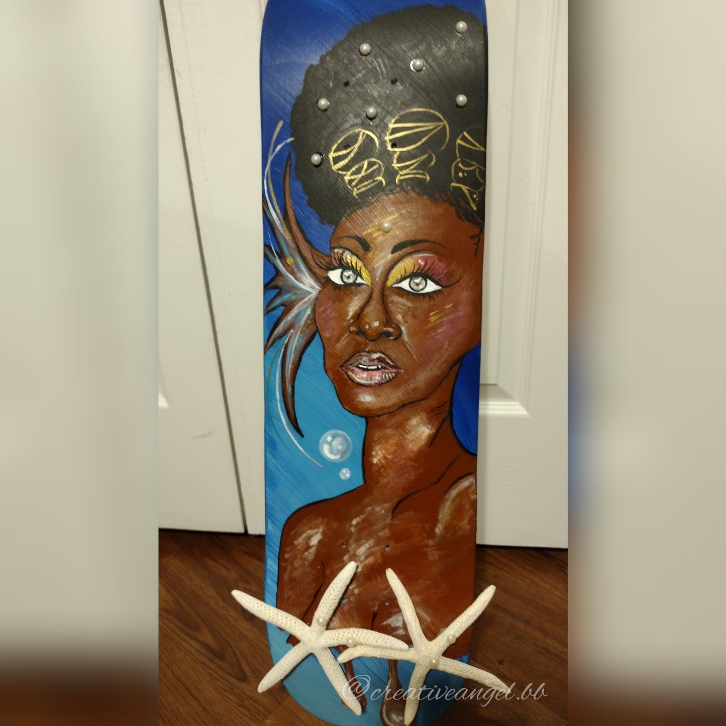 Melanated Mermaid Skateboard Deck