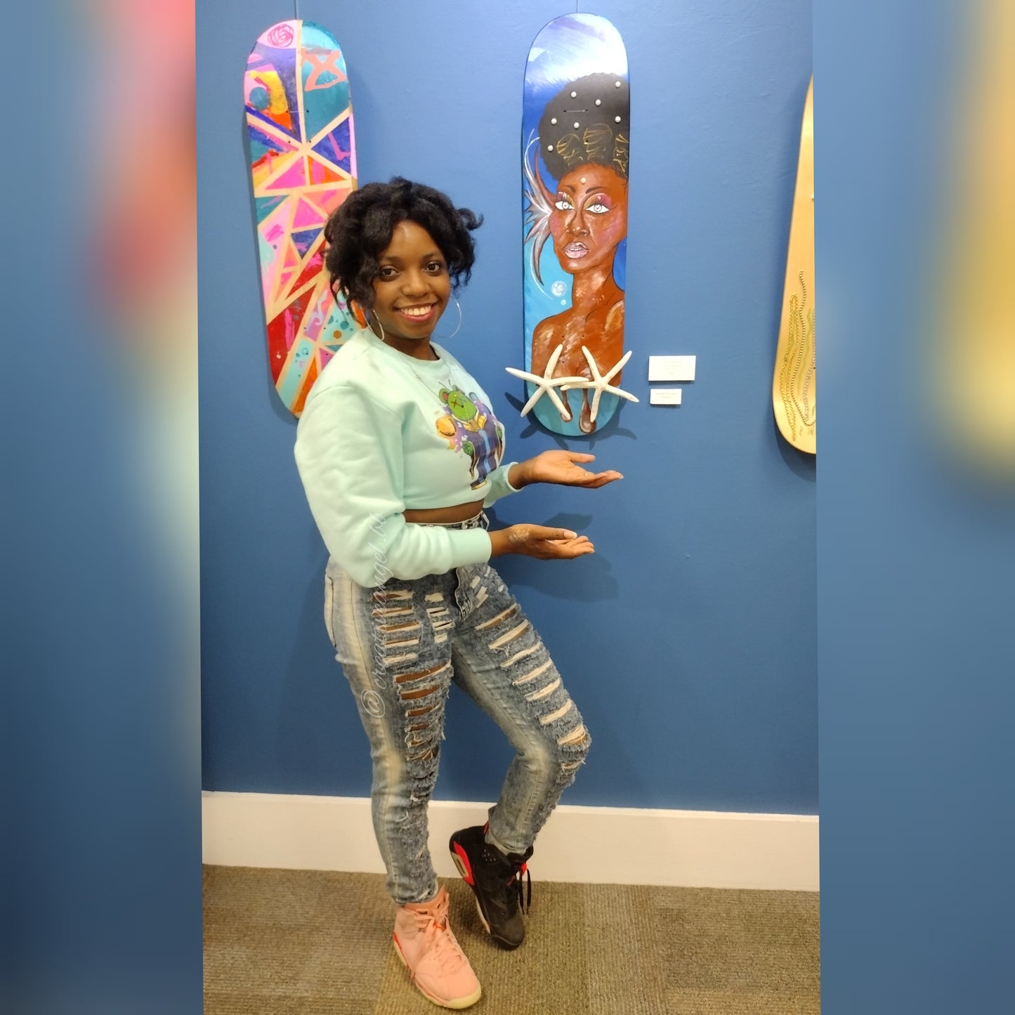 Melanated Mermaid Skateboard Deck