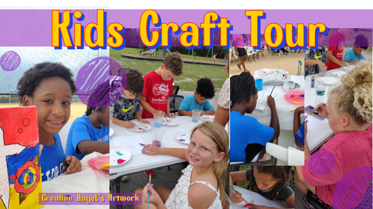 Kids Craft Tour: Kids doing arts and crafts with Creative Angel's Artwork 