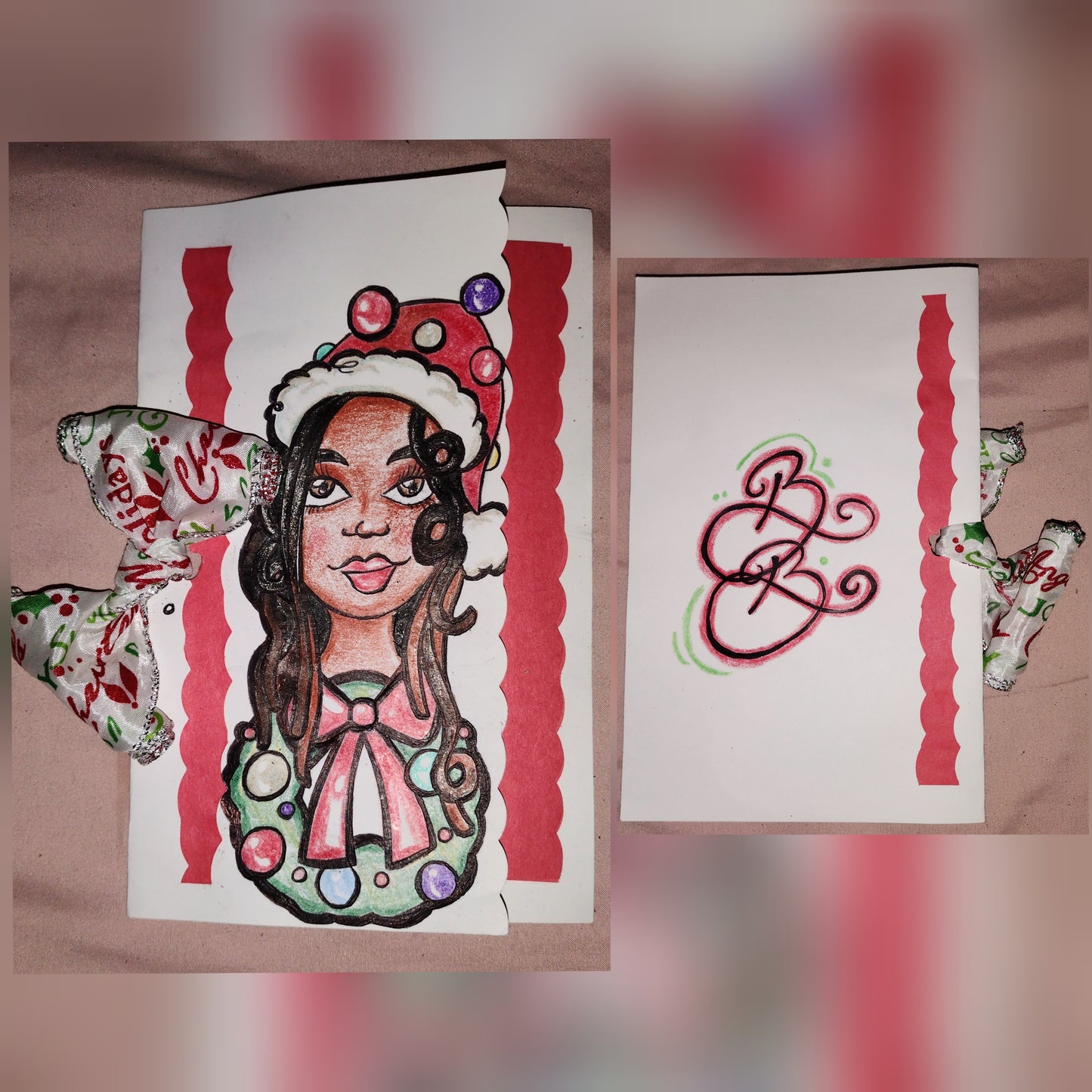 Christmas Card: Woman with Locs and a Wreath