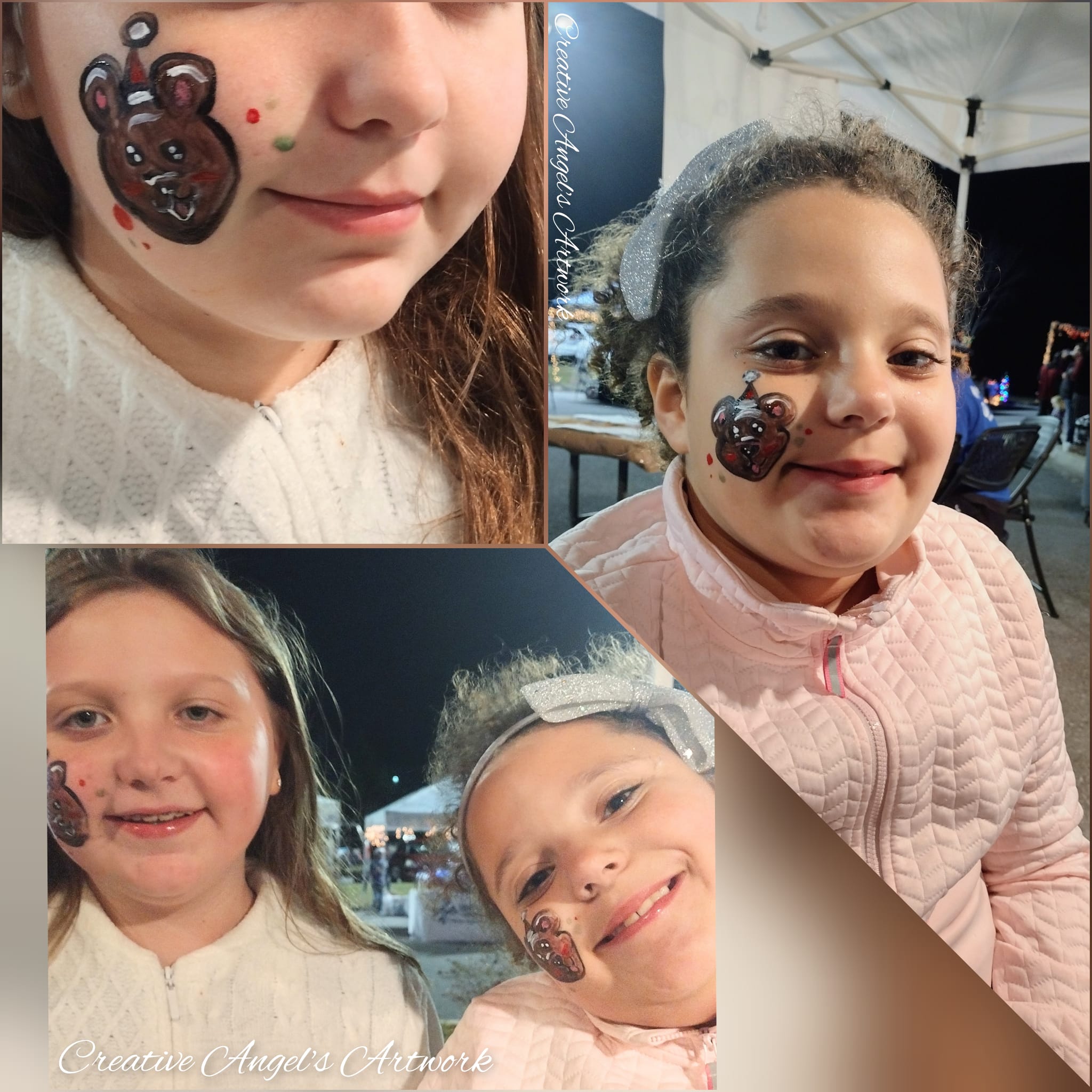 Radiant smiles with creative face paint designs by Brianna Alyssa Bennett, the artistic force behind Creative Angels Artwork