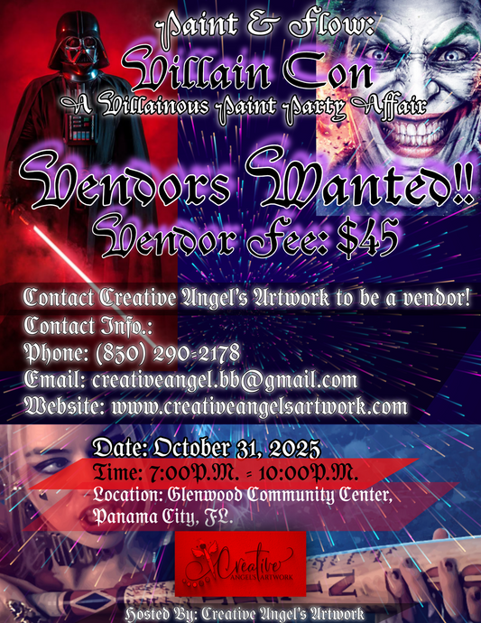 Vendor Booth – Paint & Flow: Villain Con (Halloween Paint Party – Panama City, FL)