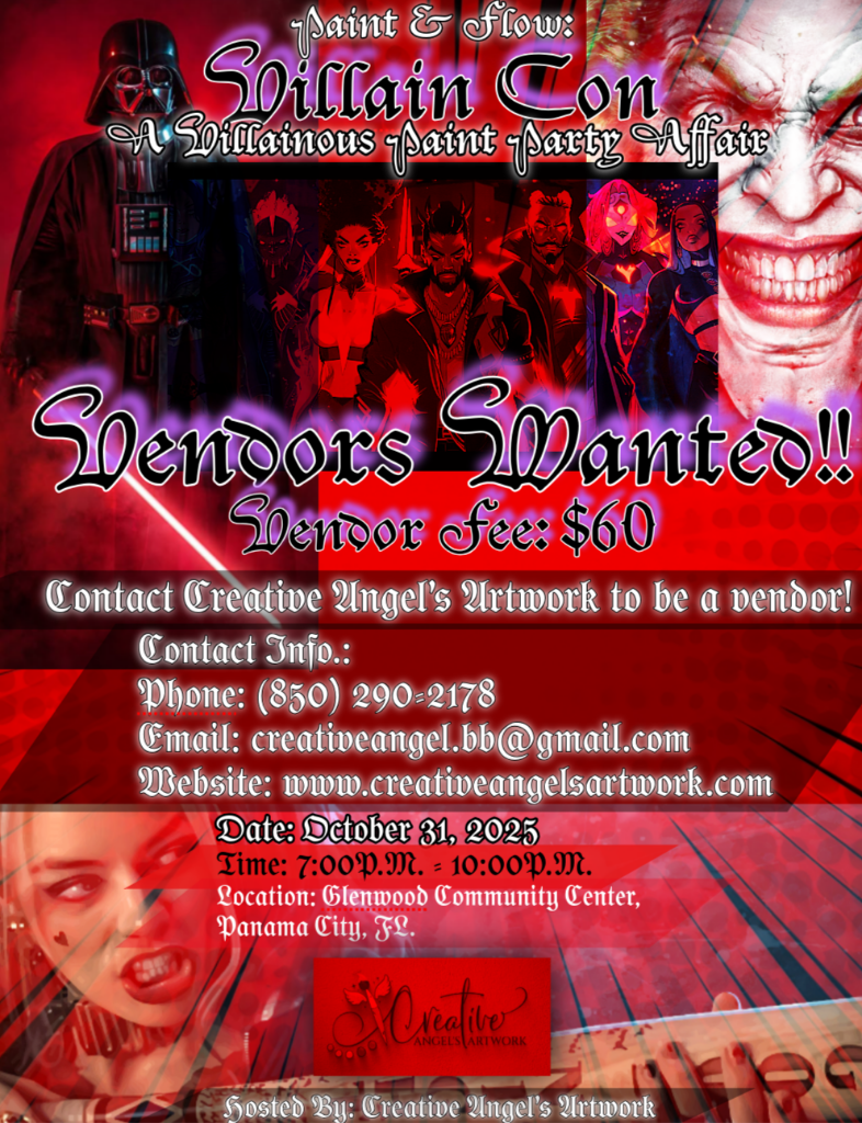 Vendor Booth – Paint & Flow: Villain Con (Halloween Paint Party – Panama City, FL)